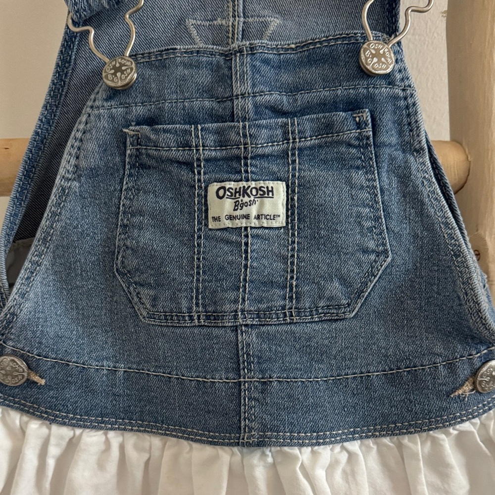 OshKosh B'gosh Blue and White Kids Overall Skirt - Picture 2 of 3